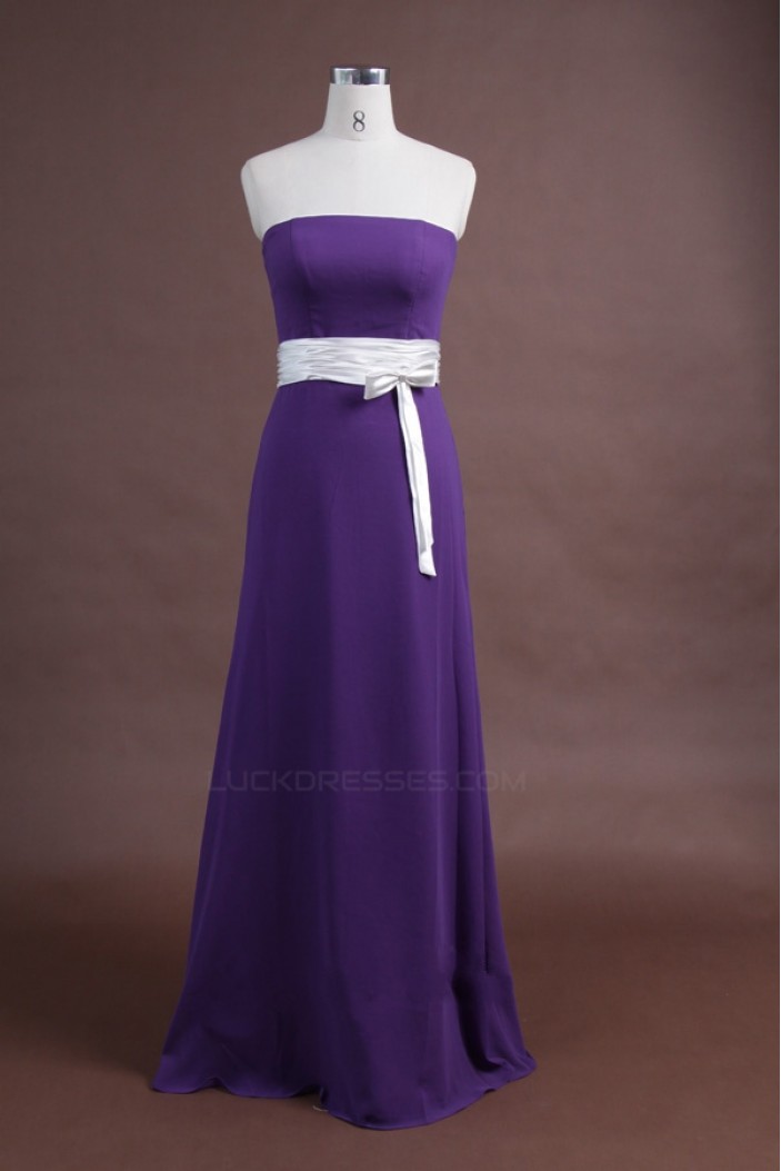 A-Line Strapless Long Purple Chiffon Bridesmaid Dresses/Wedding Party Dresses BD010343