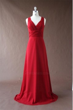 A-Line Long Red Chiffon Bridesmaid Dresses/Wedding Party Dresses BD010344