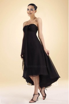 High Low Strapless Black Chiffon Bridesmaid Dresses/Wedding Party Dresses BD010364