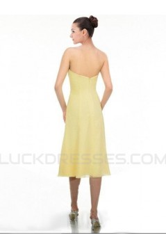 A-Line Strapless Short Yellow Chiffon Bridesmaid Dresses/Wedding Party Dresses BD010365