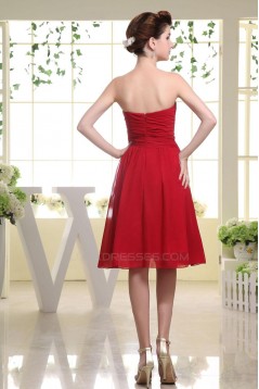 A-Line Sweetheart Short Red Chiffon Bridesmaid Dresses/Wedding Party Dresses BD010385