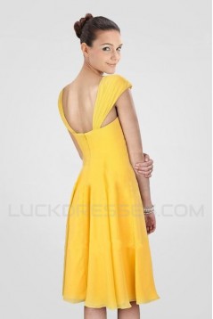 A-Line Short Yellow Chiffon Bridesmaid Dresses/Wedding Party Dresses BD010400