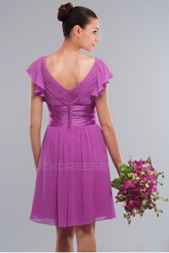 A-Line Short Purple Knee-Length Bridesmaid Dresses/Wedding Party Dresses BD010405