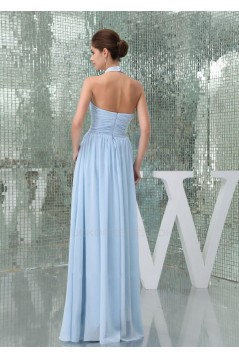 A-Line Halter Long Blue Chiffon Bridesmaid Dresses/Wedding Party Dresses BD010432