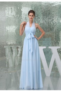 A-Line Halter Long Blue Chiffon Bridesmaid Dresses/Wedding Party Dresses BD010432