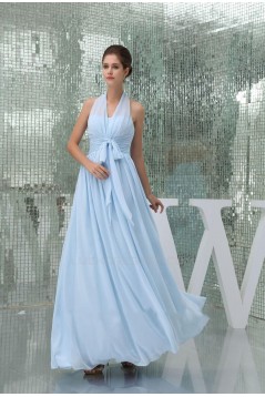 A-Line Halter Long Blue Chiffon Bridesmaid Dresses/Wedding Party Dresses BD010432