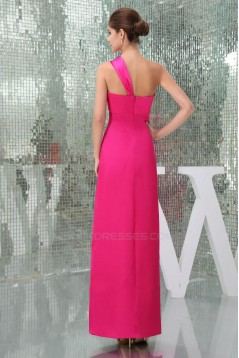 Sheath One-Shoulder Hot Pink Long Bridesmaid Dresses/Wedding Party Dresses BD010433