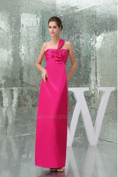 Sheath One-Shoulder Hot Pink Long Bridesmaid Dresses/Wedding Party Dresses BD010433