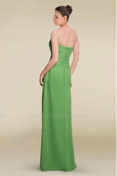 Sheath/Column Strapless Green Floor-Length Chiffon Bridesmaid Dresses/Wedding Party Dresses BD010464