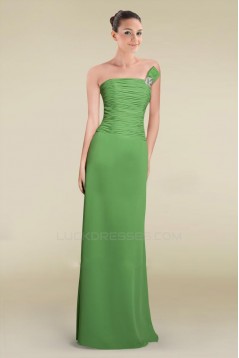 Sheath/Column Strapless Green Floor-Length Chiffon Bridesmaid Dresses/Wedding Party Dresses BD010464