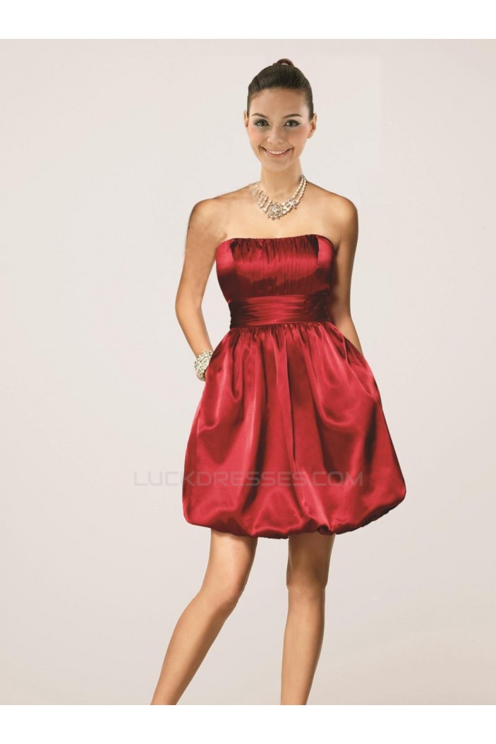 Short/Mini Strapless Red Bridesmaid Dresses/Wedding Party Dresses BD010469