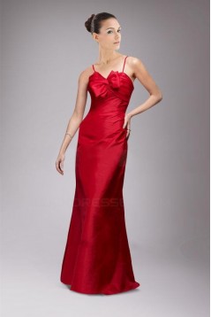 Long Red Spaghetti Strap Bridesmaid Dresses/Wedding Party Dresses BD010481