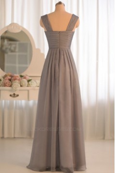 A-Line Grey Chiffon Floor-Length Bridesmaid Dresses/Wedding Party Dresses BD010500