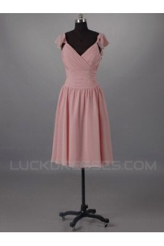 A-Line Short Pink Chiffon Bridesmaid Dresses/Evening Dresses BD010508