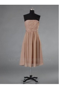 A-Line Strapless Short Chiffon Bridesmaid Dresses/Evening Dresses BD010509