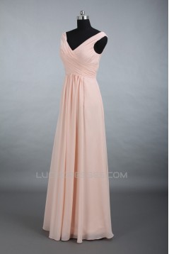 A-Line V-Neck Long Chiffon Bridesmaid Dresses/Evening Dresses BD010520