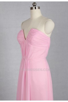 A-Line Long Pink Chiffon Bridesmaid Dresses/Evening Dresses BD010531