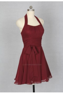 A-Line Halter Short Chiffon Bridesmaid Dresses/Evening Dresses BD010536