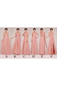 A-Line Long Pink Chiffon Bridesmaid Dresses/Evening Dresses BD010542