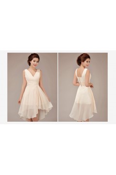 High Low V-Neck Short Chiffon Bridesmaid Dresses/Evening Dresses BD010549