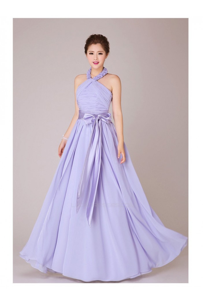 A-Line Halter Long Chiffon Bridesmaid Dresses/Evening Dresses BD010552