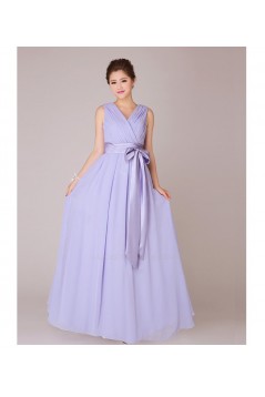 A-Line V-Neck Long Chiffon Bridesmaid Dresses/Evening Dresses BD010554