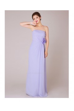 A-Line Strapless Long Chiffon Bridesmaid Dresses/Evening Dresses BD010556