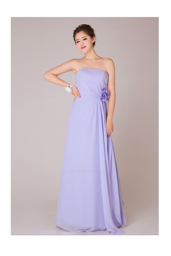 A-Line Strapless Long Chiffon Bridesmaid Dresses/Evening Dresses BD010556