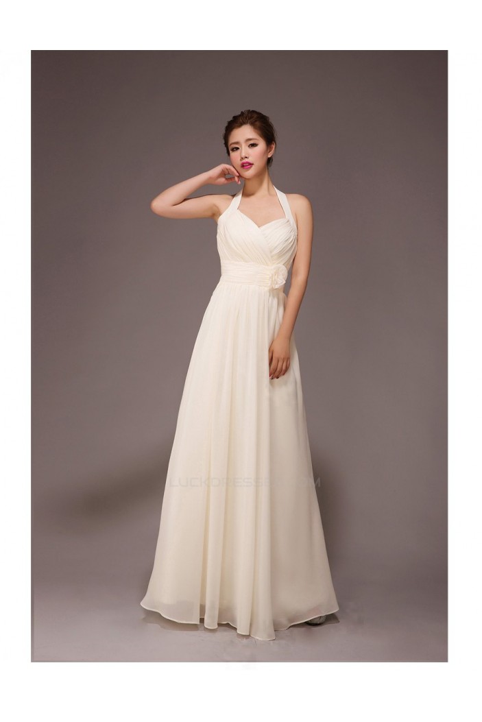 A-Line Halter Long Chiffon Bridesmaid Dresses/Evening Dresses BD010559