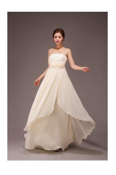 A-Line Strapless Long Chiffon Bridesmaid Dresses/Evening Dresses BD010560