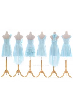 A-Line Short Blue Chiffon Bridesmaid Dresses/Evening Dresses BD010564