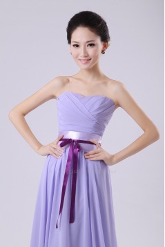 A-Line Strapless Long Purple Chiffon Bridesmaid Dresses/Evening Dresses BD010571