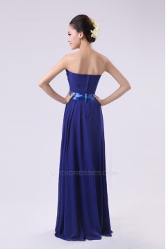 A-Line Strapless Long Royal Blue Chiffon Bridesmaid Dresses/Evening Dresses BD010575