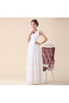 A-Line V-Neck Long Chiffon Bridesmaid Dresses/Evening Dresses BD010587