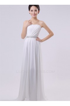 A-Line Strapless Long Blue Chiffon Bridesmaid Dresses/Evening Dresses BD010603