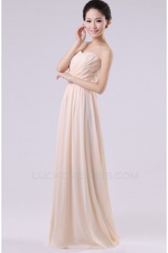 A-Line Strapless Long Blue Chiffon Bridesmaid Dresses/Evening Dresses BD010603