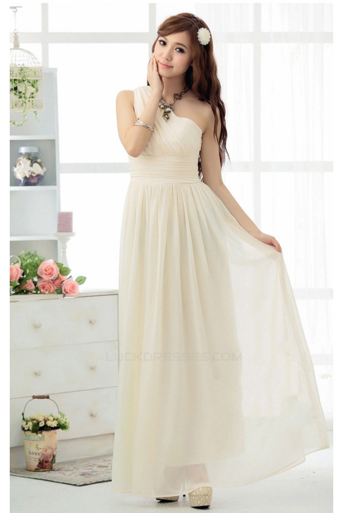 A-Line One-Shoulder Long Chiffon Bridesmaid Dresses/Evening Dresses BD010606