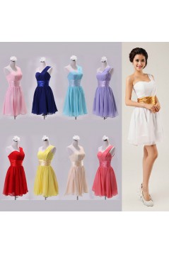 A-Line One-Shoulder Short Chiffon Bridesmaid Dresses/Evening Dresses BD010608
