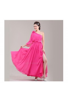 A-Line One-Shoulder Pink Chiffon Bridesmaid Dresses/Evening Dresses BD010624