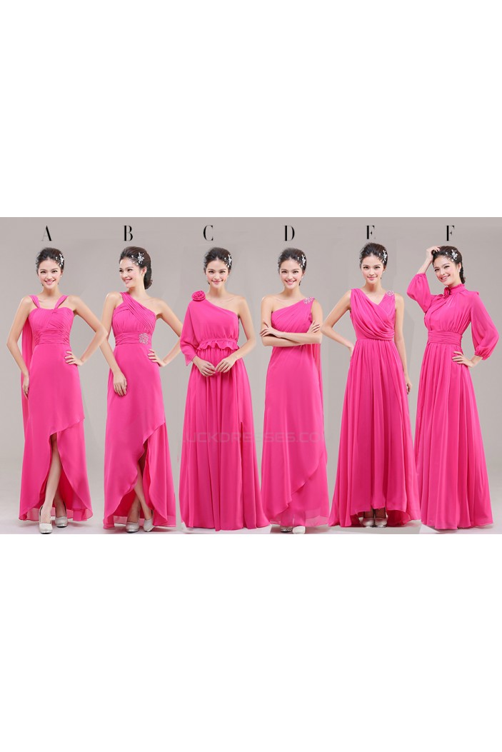 A-Line Long Pink Chiffon Bridesmaid Dresses/Evening Dresses BD010628