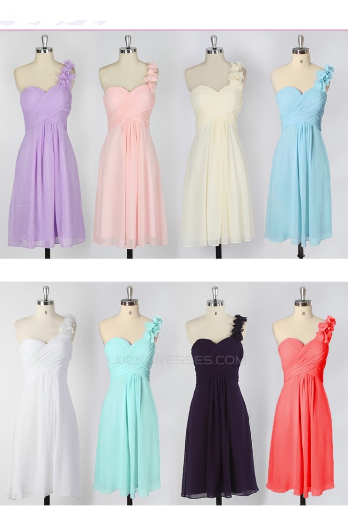 A-Line One-Shoulder Short Chiffon Bridesmaid Dresses/Evening Dresses BD010642