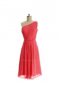 A-Line One-Shoulder Short Chiffon Bridesmaid Dresses/Evening Dresses BD010647