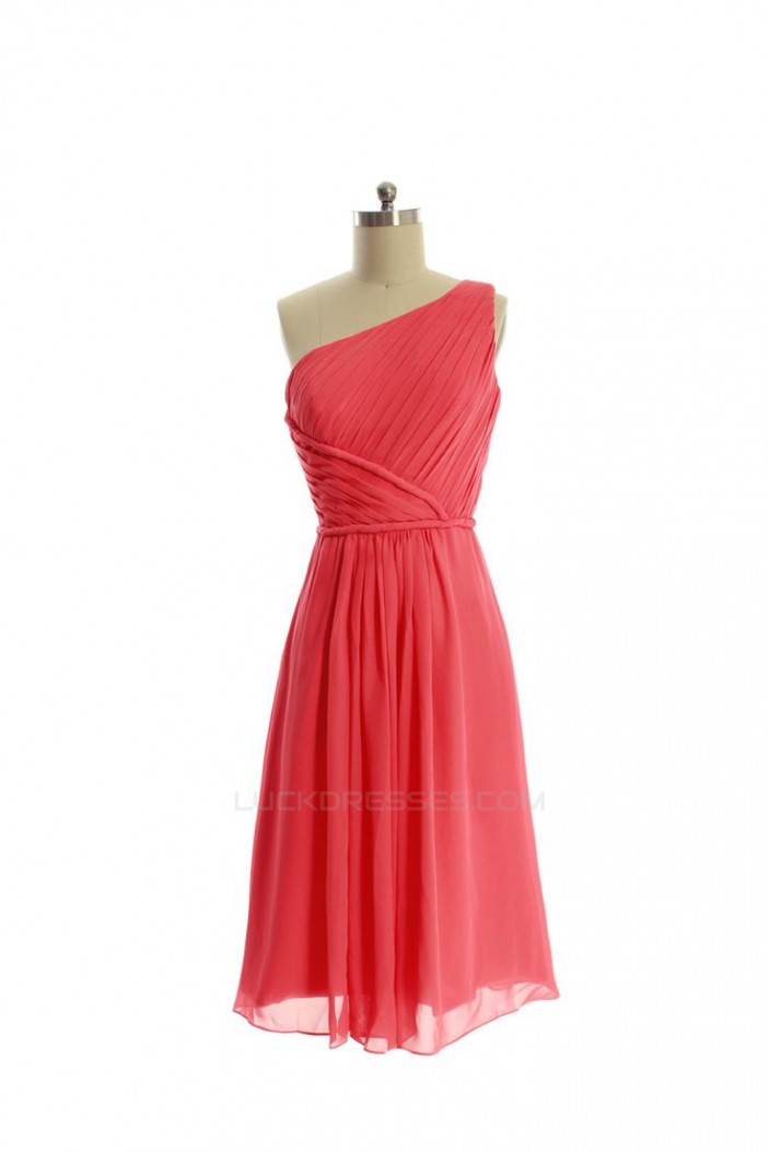 A-Line One-Shoulder Short Chiffon Bridesmaid Dresses/Evening Dresses BD010647