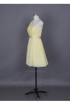 A-Line One-Shoulder Short Chiffon Bridesmaid Dresses/Evening Dresses BD010652
