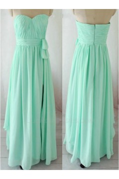 Sheath/Column Sweetheart Long Green Chiffon Bridesmaid Dresses/Evening Dresses BD010657