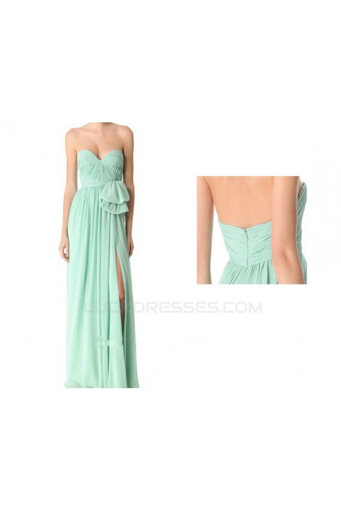 Sheath/Column Sweetheart Long Green Chiffon Bridesmaid Dresses/Evening Dresses BD010657