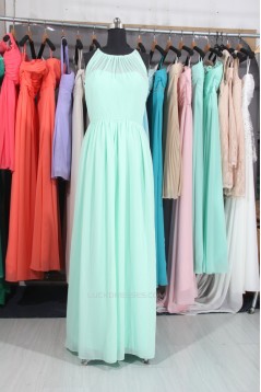 A-Line Long Blue Chiffon Bridesmaid Dresses/Wedding Party Dresses BD010664