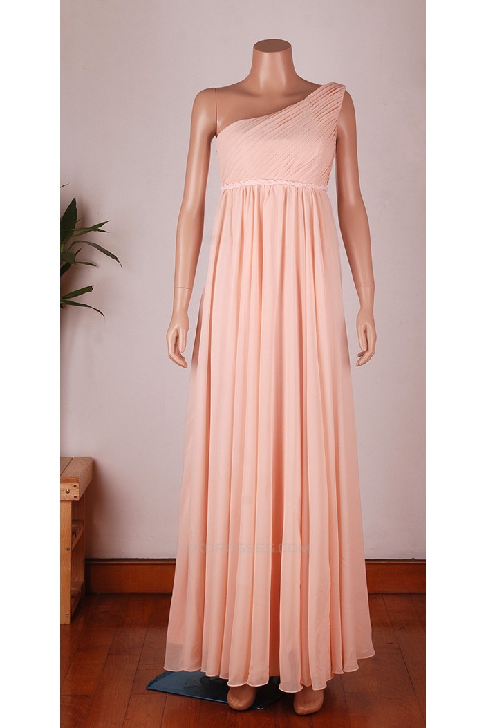 Empire One-Shoulder Long Chiffon Bridesmaid Dresses/Wedding Party Dresses/Maternity Dresses BD010675