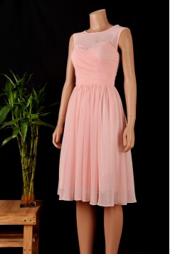 A-Line Short Pink Chiffon Bridesmaid Dresses/Wedding Party Dresses BD010686