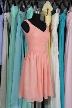 A-Line V-Neck Short Chiffon Bridesmaid Dresses/Wedding Party Dresses BD010700